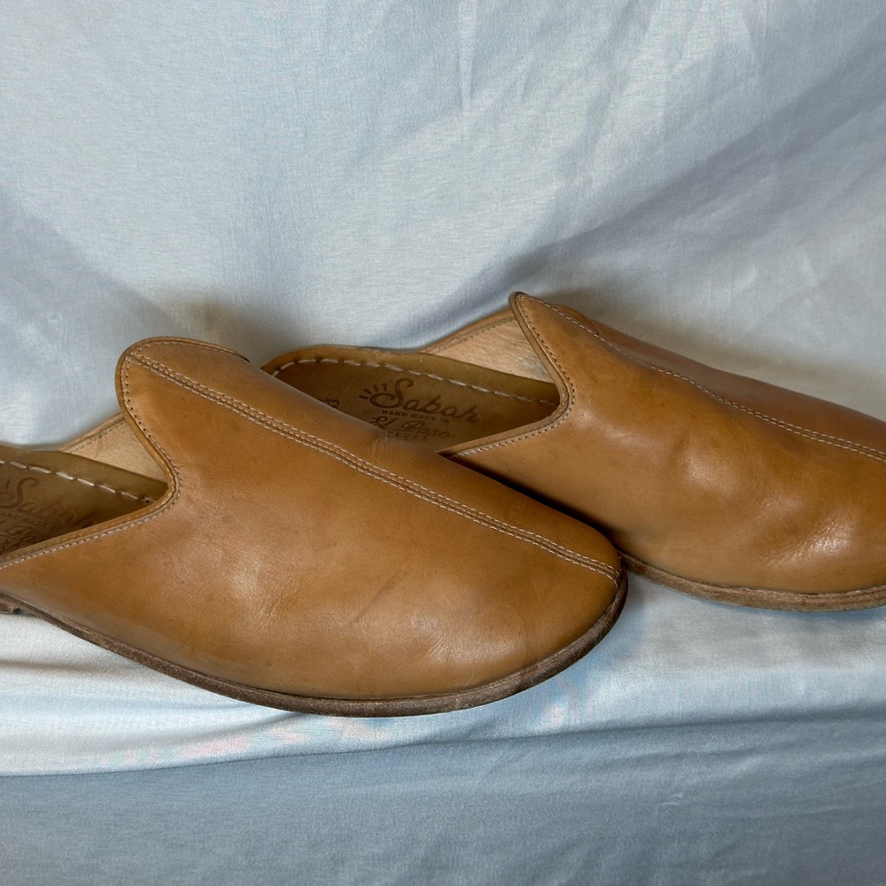 Sabah Brown Leather Slip on Sandals for Men size 43 EU / 10.5 US
